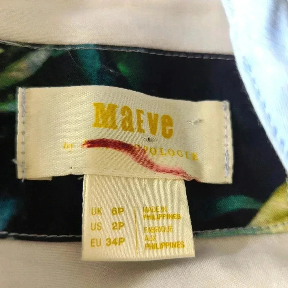 Anthropologie Maeve Orange Bough Blue Citrus Dress Midi Grove - Picture 10 of 11